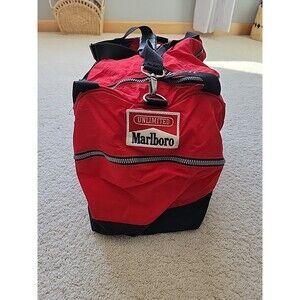 Vintage 90's Marlboro Unlimited Large Duffle Travel Gym Bag Red Black 22x11x10